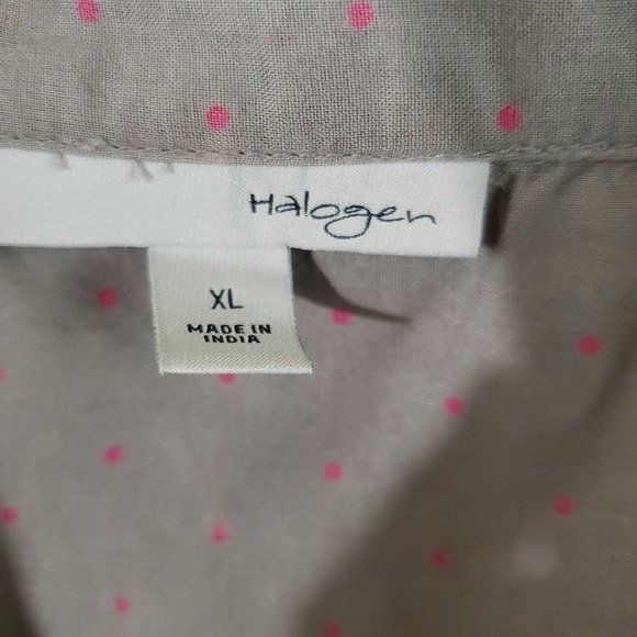 Halogen Gray/Pink Polkadot Button-Up Shirt Sz XL - Picture 7 of 9
